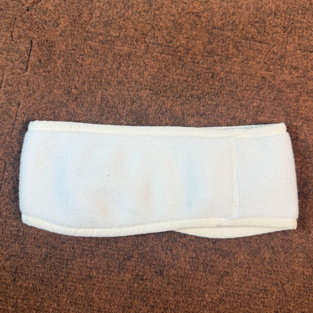 A+ The North Face Women Fleece Headband Ear Warmer Cream White Embroidered Logo